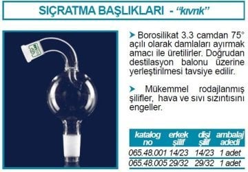 İSOLAB 065.48.005 adaptör - sıçratma tutucu - eğimli - dişi: NS 29/32 - erkek: NS 29/32 (1 adet)
