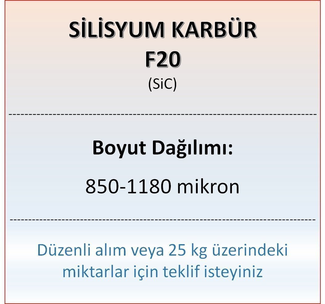 Silisyum Karbür F20 - SiC - 850-1180 mikron 1 kg