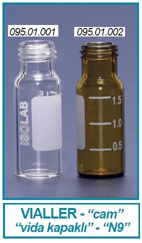 İSOLAB 095.01.001 vial - vida kapak - N9 - 1.5 ml - 11.6 x 32 mm - şeffaf (100 adet)