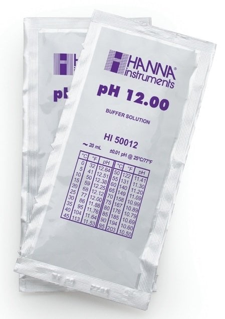 HANNA HI50012-02 pH 12.00 -  25oC Technical Calibration Buffer Sachets, (25 x 20mL)