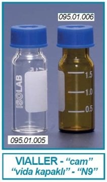 İSOLAB 095.01.006 vial - montajlı vida kapak - N9 - 1.5 ml - 11.6 x 32 mm - amber (100 adet)
