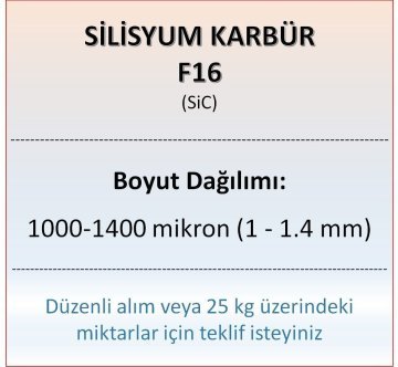 Silisyum Karbür F16 - SiC - 1000-1400 mikron 25 kg