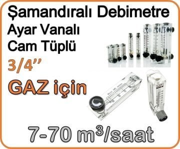 Cam Tüplü Ayar Vanalı Şamandıralı Debimetre Gaz 7-70 m3/h