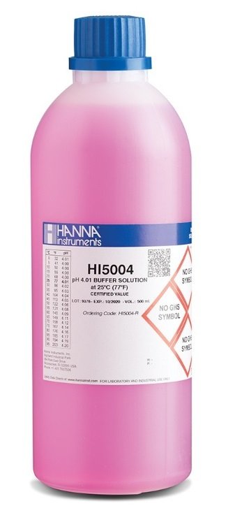 HANNA HI5004-R pH 4.01 -  25oC Red Technical Calibration Buffer, 500 mL