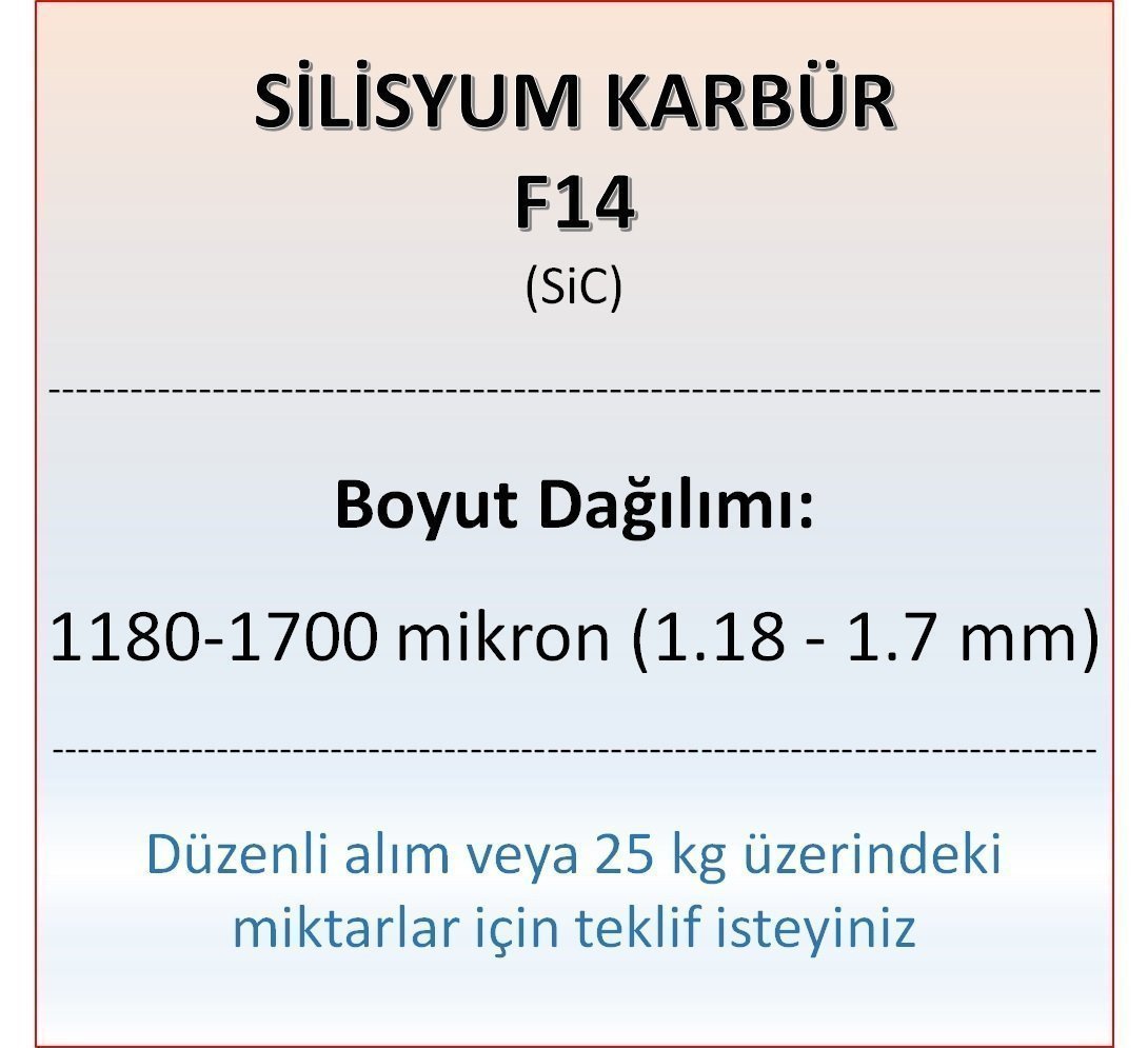 Silisyum Karbür F14 - SiC - 1180-1700 mikron 500 gram