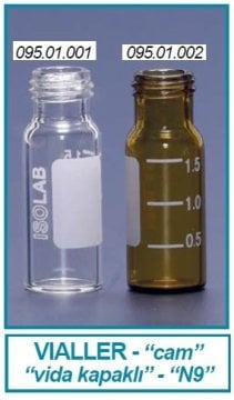 İSOLAB 095.01.001 vial - vida kapak - N9 - 1.5 ml - 11.6 x 32 mm - şeffaf (100 adet)