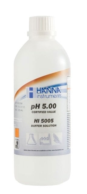 HANNA HI5005 pH 5.00 -  25oC Technical Calibration Buffer, 500 mL