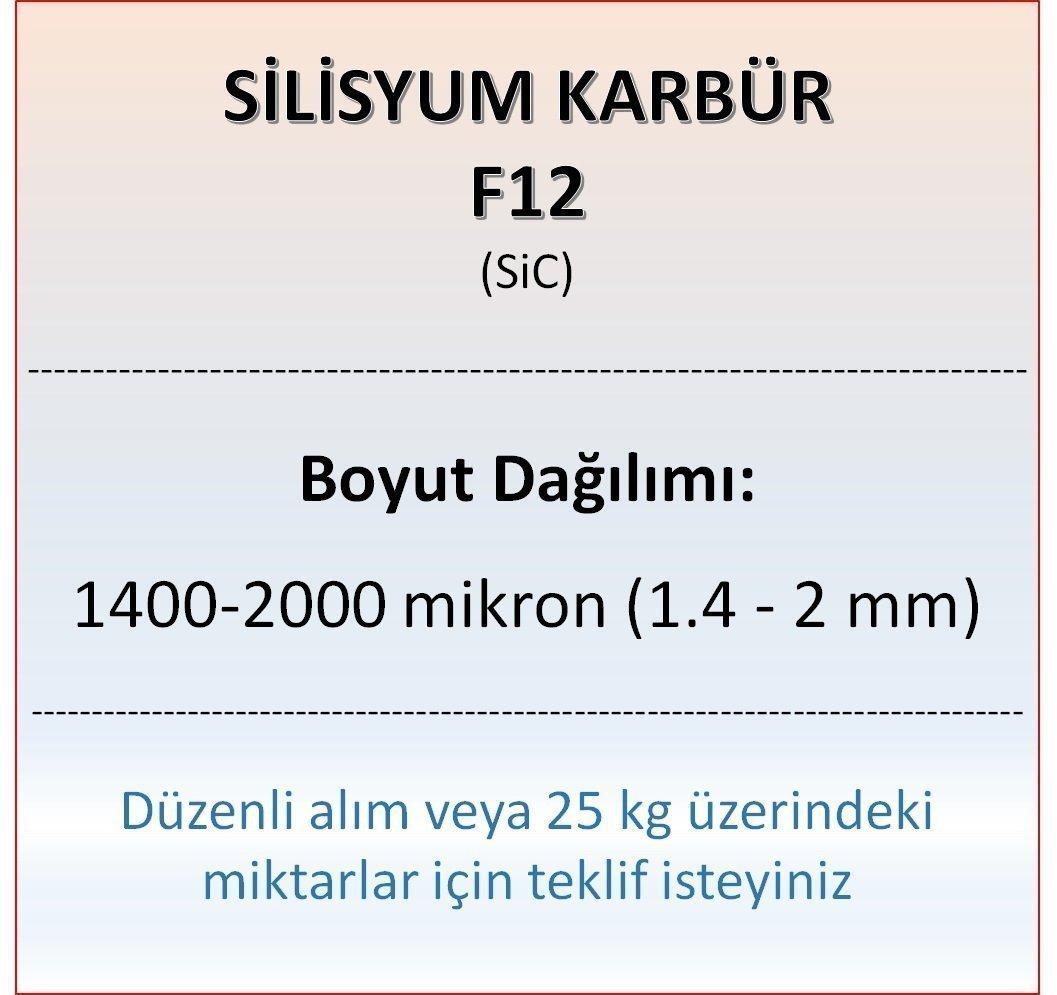 Silisyum Karbür F12 - SiC - 1400-2000 mikron 500 gram