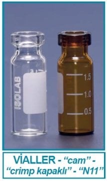 İSOLAB 095.02.001 vial - crimp kapak - N11 - 1.5 ml - 11.6 x 32mm - şeffaf (100 adet)