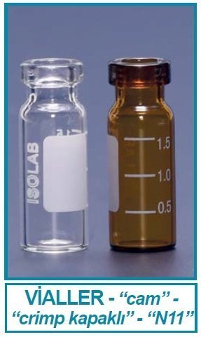İSOLAB 095.02.002 vial - crimp kapak - N11 - 1.5 ml - 11.6 x 32mm - amber (100 adet)
