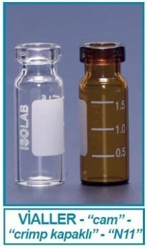 İSOLAB 095.02.002 vial - crimp kapak - N11 - 1.5 ml - 11.6 x 32mm - amber (100 adet)