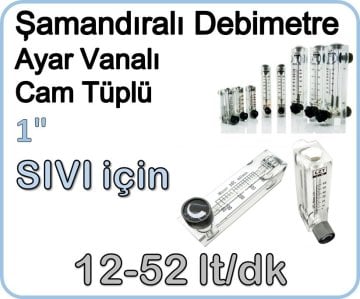 Cam Tüplü Ayar Vanalı Şamandıralı Debimetre Sıvı 12-52 lt/dk