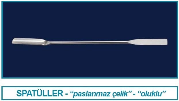 İSOLAB 047.02.150 spatül - paslanmaz çelik - düz oluklu - 150 mm (1 adet)