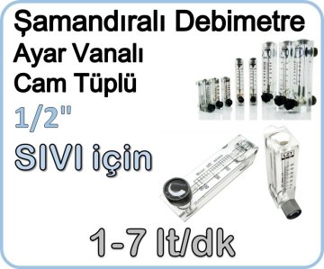 Cam Tüplü Ayar Vanalı Şamandıralı Debimetre Sıvı 1-7 lt/dk