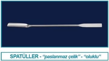 İSOLAB 047.02.210 spatül - paslanmaz çelik - düz oluklu - 210 mm (1 adet)