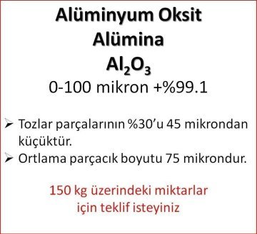 Alüminyum Oksit (Alümina) 0-100 mikron 100 kg