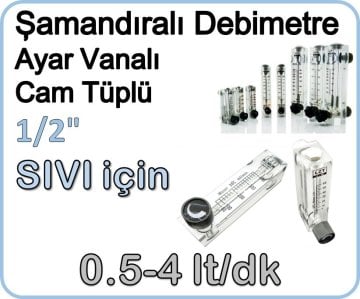 Cam Tüplü Ayar Vanalı Şamandıralı Debimetre Sıvı 0.5-4 lt/dk