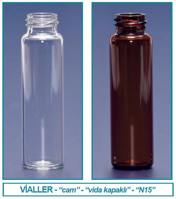İSOLAB 095.06.002 vial - vida kapak - N15 - 12 ml - 18.5x66 mm - amber (100 adet)