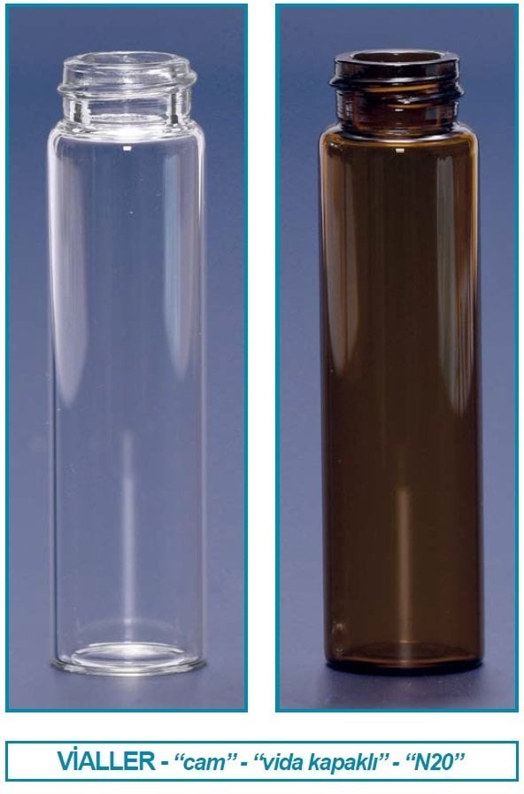 İSOLAB 095.03.002 vial - vida kapak - N20 - 22 ml - 22.7x86 mm - amber (100 adet)