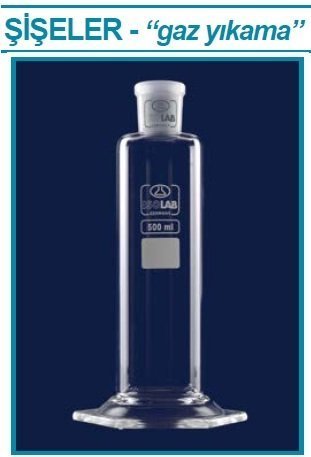 İSOLAB 065.66.125 gaz yıkama şişesi - 125 ml - dişi şilif 29/32 (1 adet)