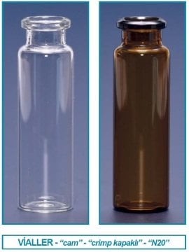 İSOLAB 095.03.004 vial - crimp kapak - N20 - 22.5x54.5 mm - 10 ml - amber (100 adet)