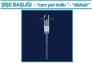İSOLAB 065.67.001 gaz yıkama şişe başlığı - frit disksiz - cam yan kollu (1 adet)