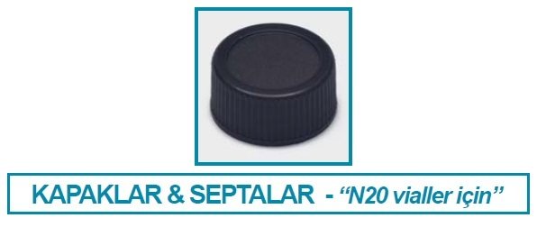 İSOLAB 096.05.001 kapak + septa - silikon / PTFE - deliksiz - N20 vial için (100 adet)