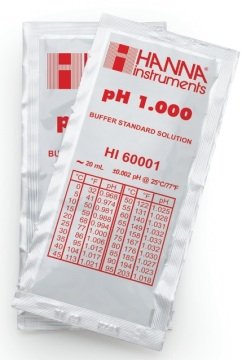 HANNA HI60001-02 pH 1.000 -  25oC Millesimal Calibration Buffer Sachets, (25 x 20mL)
