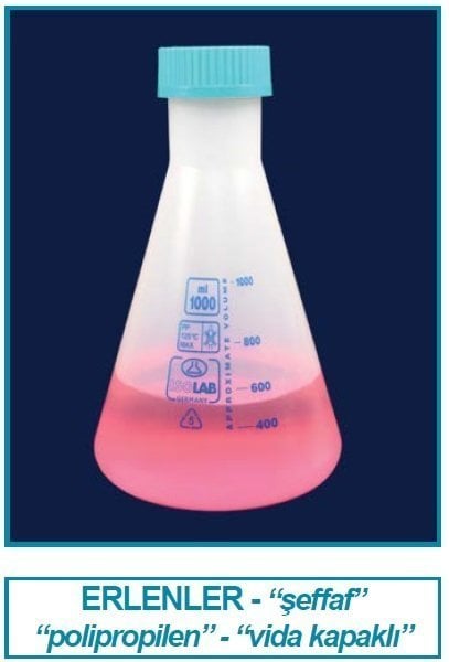 İSOLAB 028.03.250 erlen - P.P - vida kapaklı - 250 ml (1 adet)