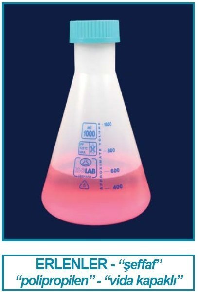 İSOLAB 028.03.500 erlen - P.P - vida kapaklı - 500 ml (1 adet)