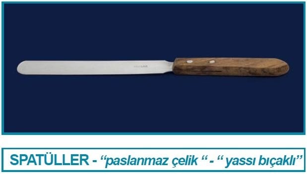 İSOLAB 047.10.200 spatül - paslanmaz çelik - düz bıçaklı - 200 mm (1 adet)
