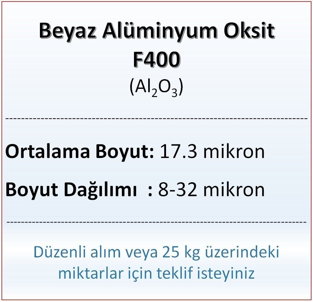 Alüminyum Oksit F400 - Al2O3 - 17.3 mikron 25 kg