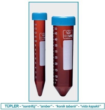 İSOLAB 078.12.008 tüp -santrfüj-amber-P.P-vidalı kapaklı- 50 ml - DNA/RNA free - steril (50 adet)