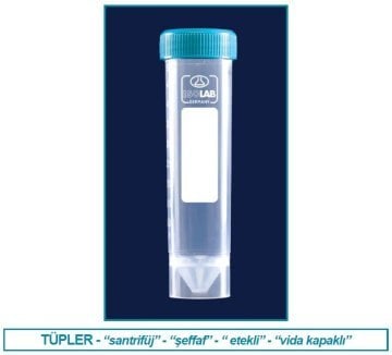 İSOLAB 078.02.006 tüp-santrfüj-P.P-vidalı kapaklı-50 ml-DNA/RNA free-etekli-gamma steril (50 adet)