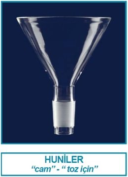 İSOLAB 041.08.080 huni - toz form için - cam - erkek şilif : NS 19/26 - 80 mm (1 adet)
