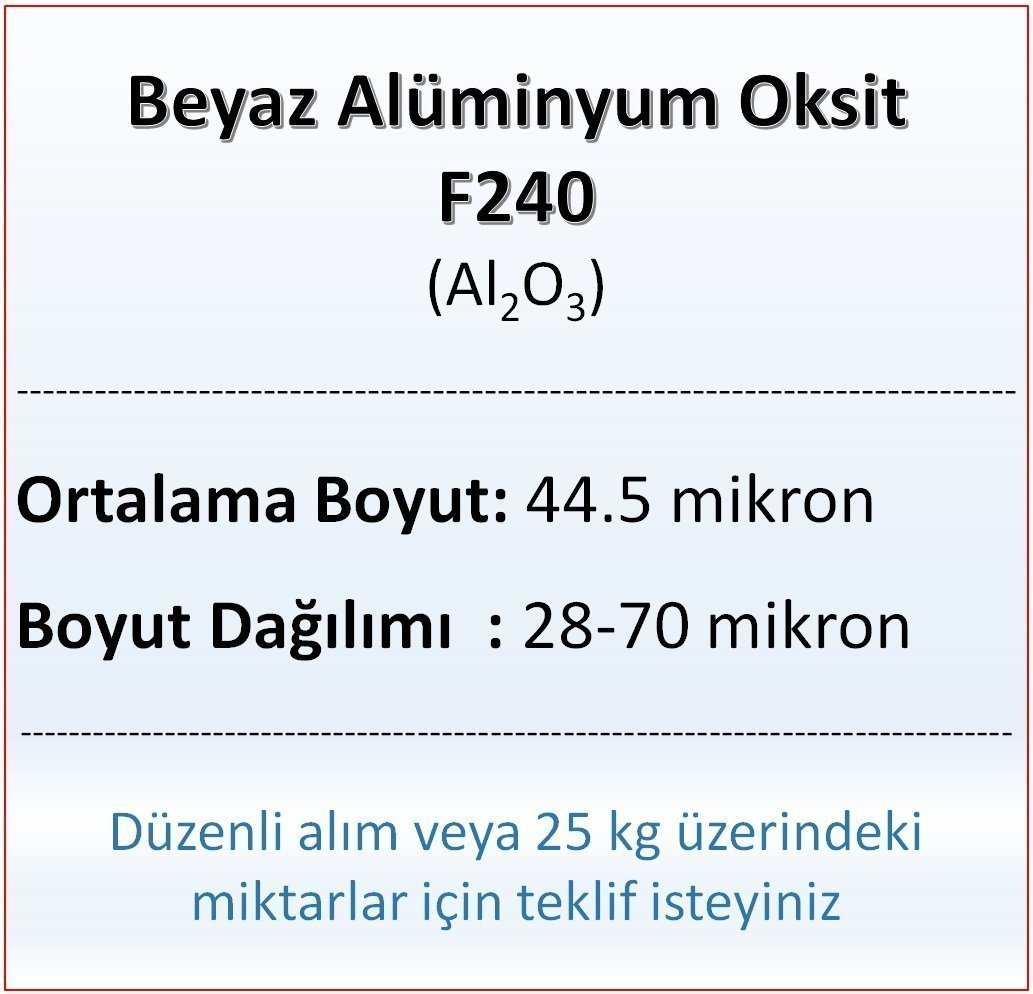 Alüminyum Oksit F240 - Al2O3 - 44.5 mikron 25 kg