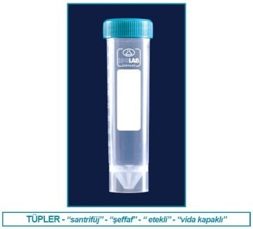 İSOLAB 078.02.006 tüp - santrfüj - P.P - vidalı kapaklı - 50 ml - DNA/RNA free - etekli - gamma steril - tekli ambalaj (50 adet)