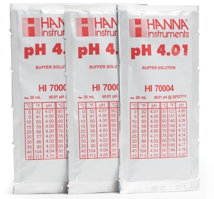 HANNA HI70004P pH 4.01 -  25oC  Calibration Buffer Sachets, (25 x 20mL)