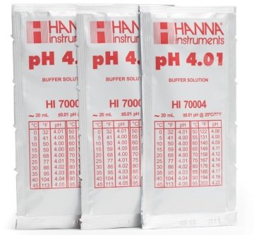 HANNA HI70004P pH 4.01 -  25oC  Calibration Buffer Sachets, (25 x 20mL)