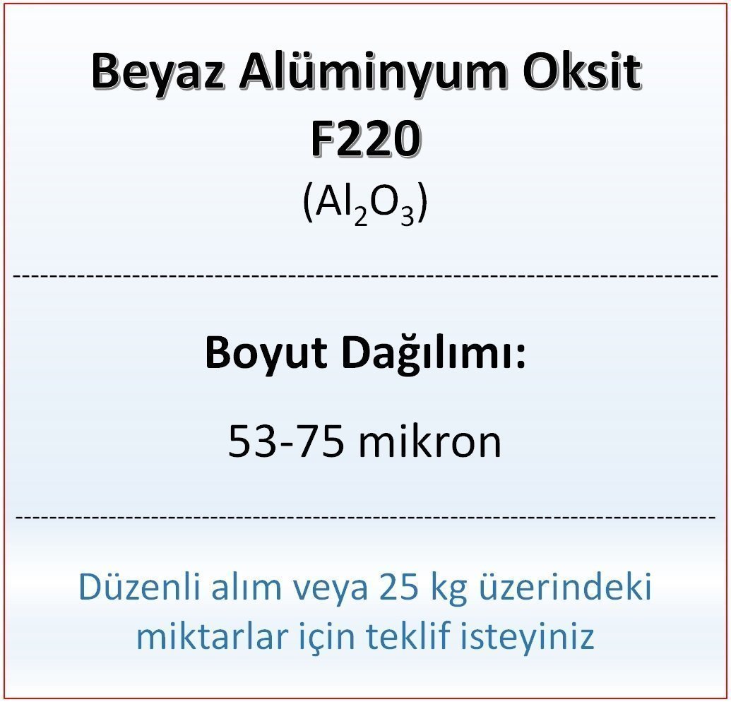 Alüminyum Oksit F220 - Al2O3 - 53-75mikron 1 kg