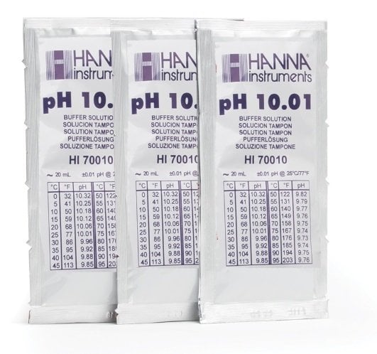 HANNA HI70010P pH 10.01 -  25oC  Calibration Buffer Sachets, (25 x 20mL)