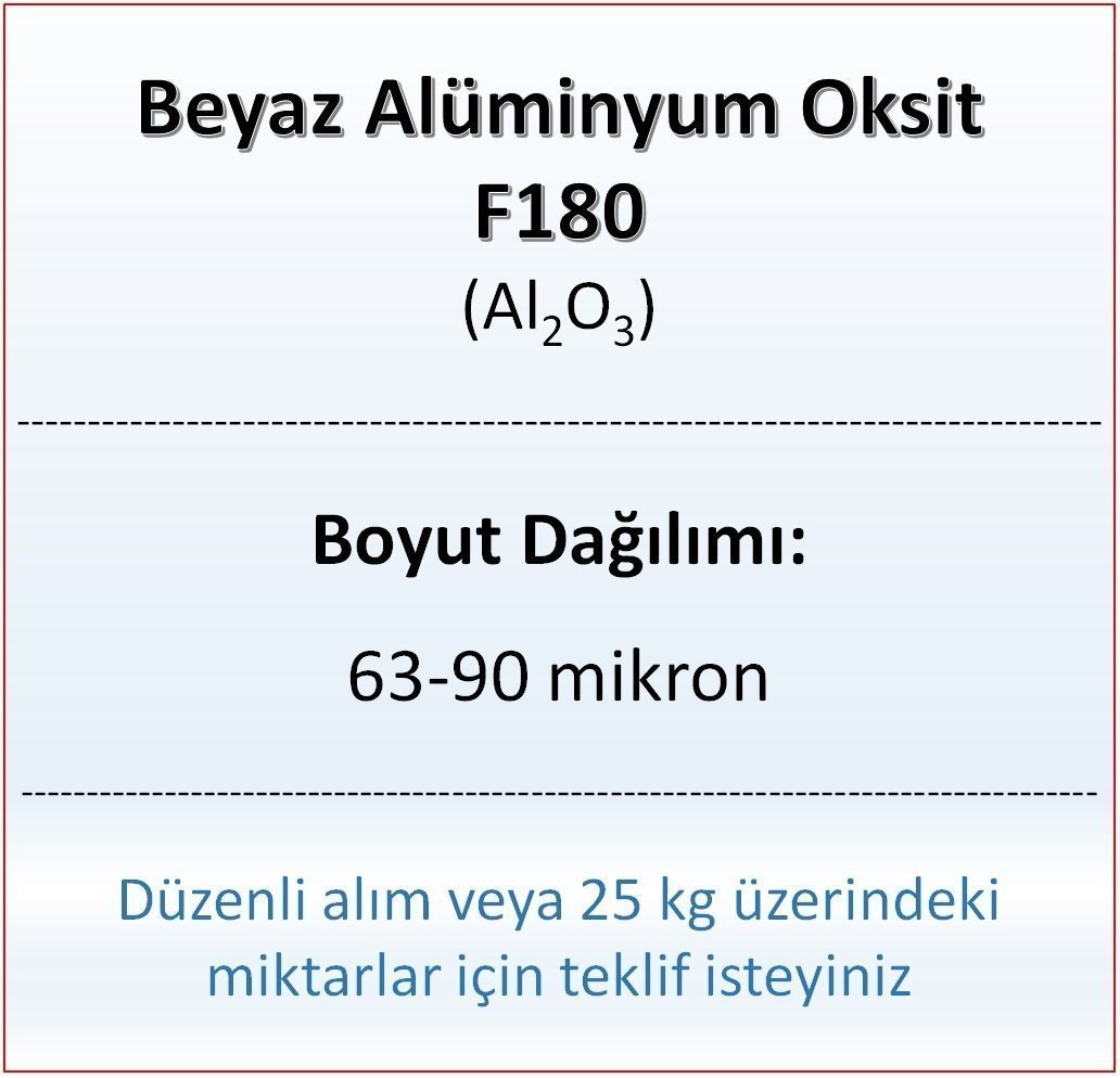 Alüminyum Oksit F180 - Al2O3 - 63-90mikron 25 kg