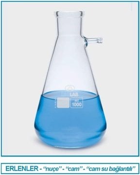 İSOLAB 040.01.901 erlen - nuçe - cam - cam su giriş borulu - 1000 ml (1 adet)