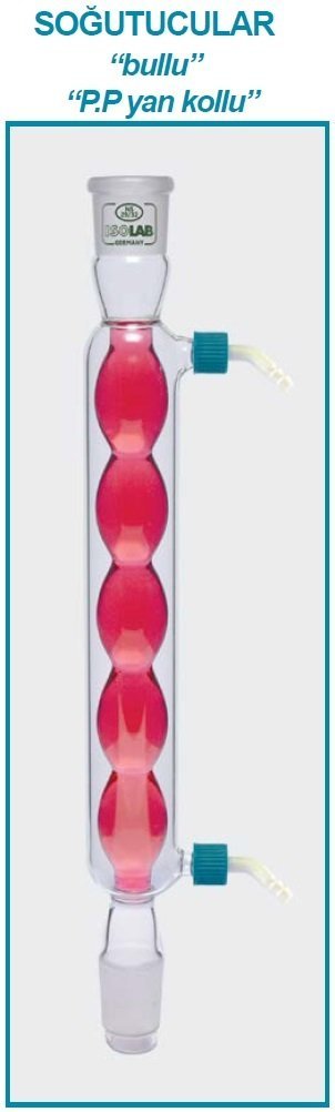 İSOLAB 033.14.400 soğutucu - bullu - 400 mm - dişi:NS14/23 - erkek:NS14/23 - P.P yan kol (1 adet)