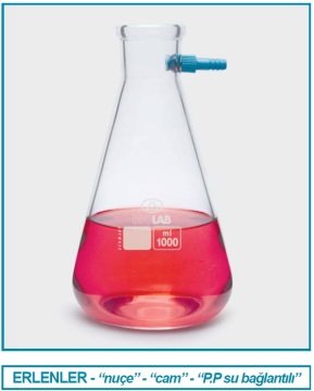 İSOLAB 040.02.100 erlen - nuçe - cam - P.P su giriş borulu - 100 ml (1 adet)