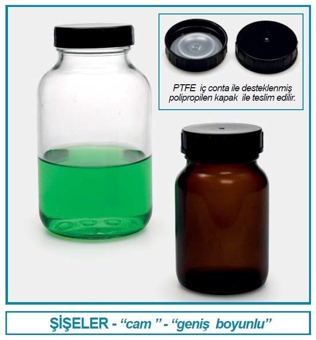 İSOLAB 061.11.250 şişe - geniş boyunlu - nötr cam - amber - 250 ml - GL 55 (10 adet)