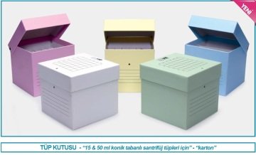 İSOLAB 078.21.015W tüp kutusu - karton - 15 ml tüpler için - menteşe kapaklı - beyaz (1 adet)