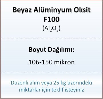 Alüminyum Oksit F100 - Al2O3 - 106-150mikron 10 kg