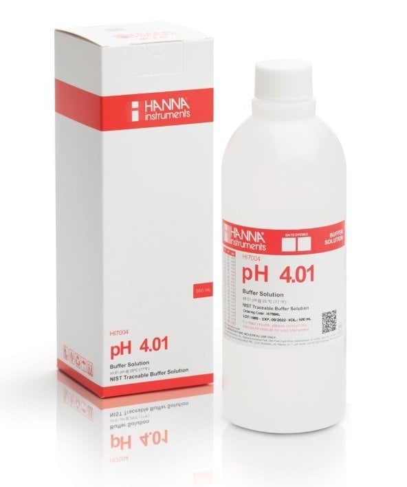 HANNA HI7004L pH 4.01 -  25oC  Calibration Buffer, 500 mL bottle
