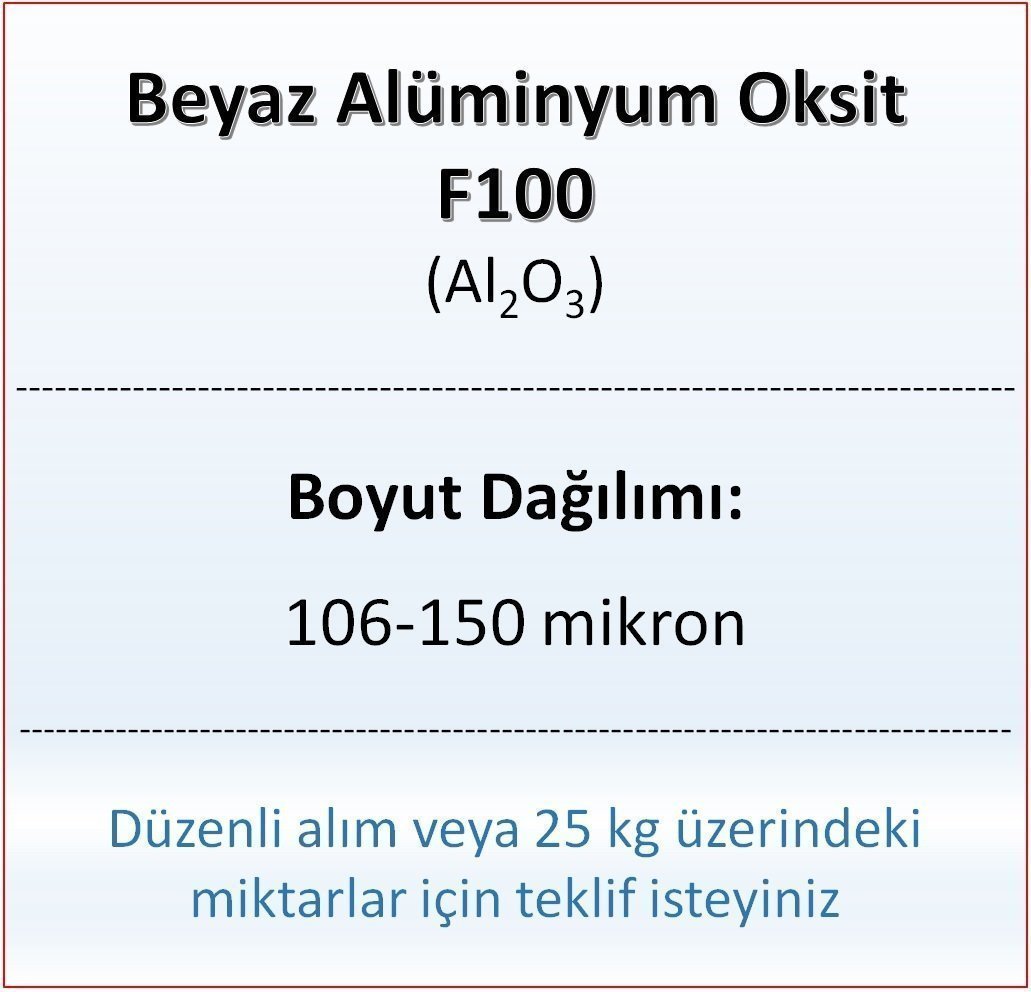 Alüminyum Oksit F100 - Al2O3 - 106-150mikron 500 gram